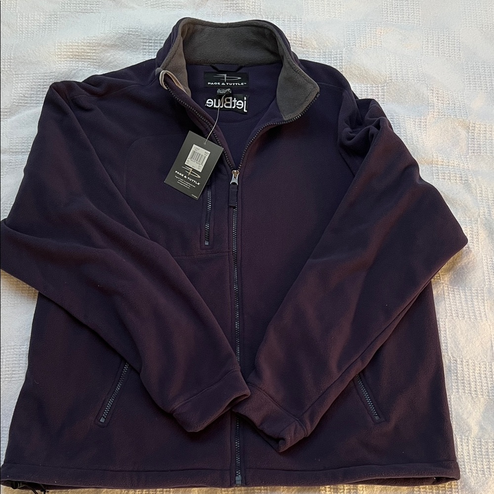 NWT Page & Tuttle Navy Full-Zip Fleece Jacket